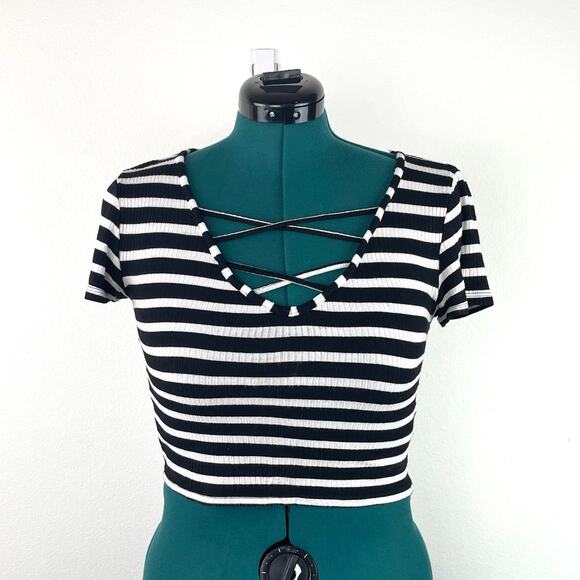 Factorie Striped Crop Top, Size M - Picture 1 of 5